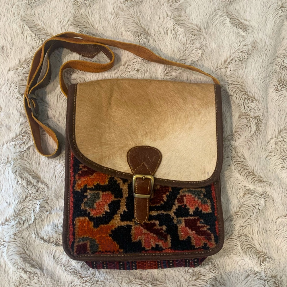 Camel Hair Crossbody Tote